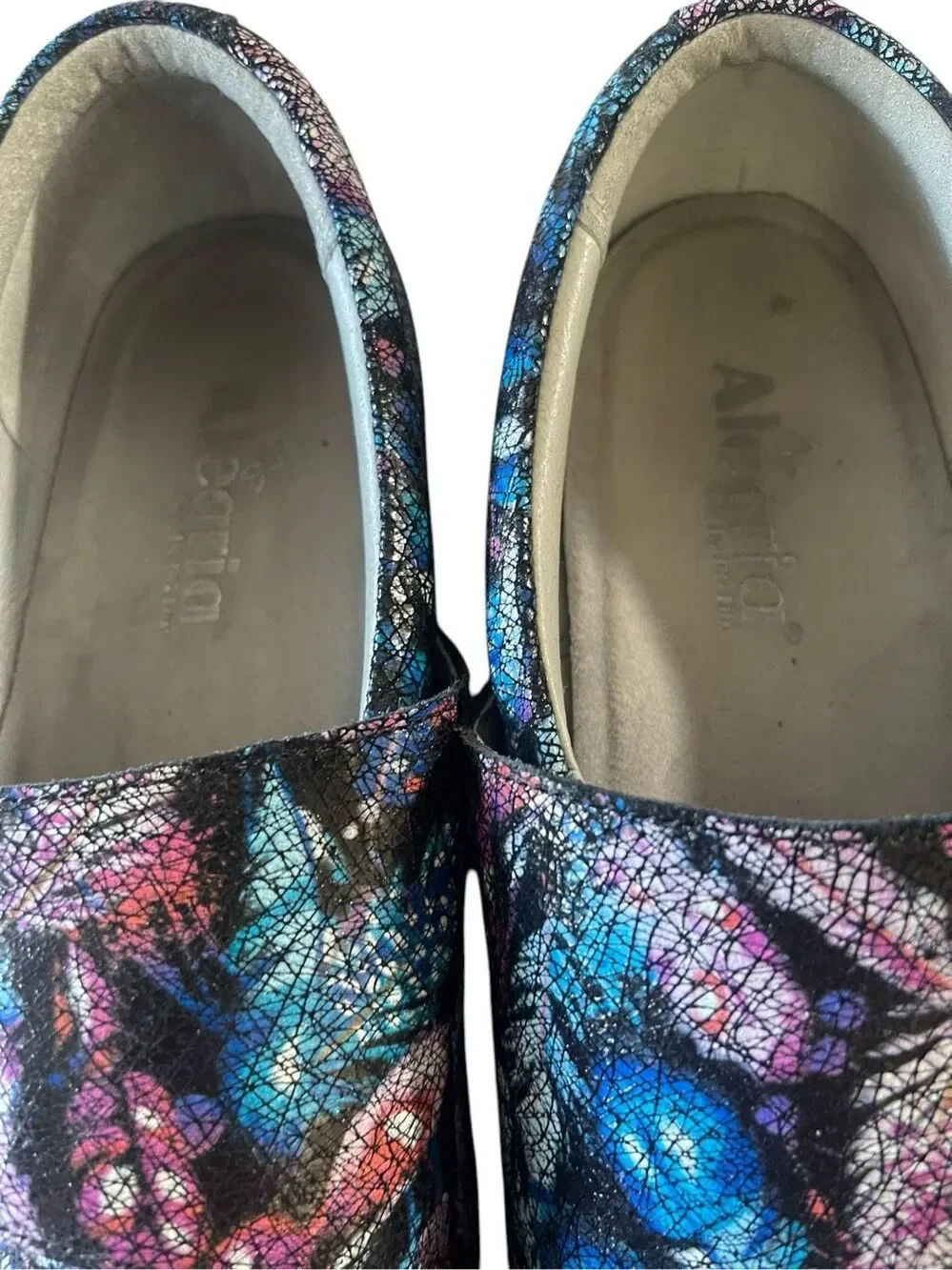 Alegria Lauryn Womens Multicolor Feather Print Loafer Comfort Shoes Size 42